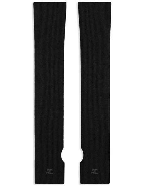  Courrèges Ribbed Wool Mittens - Black 