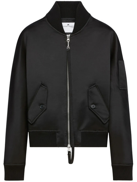  Courrèges Satin Bomber Jacket - Black 
