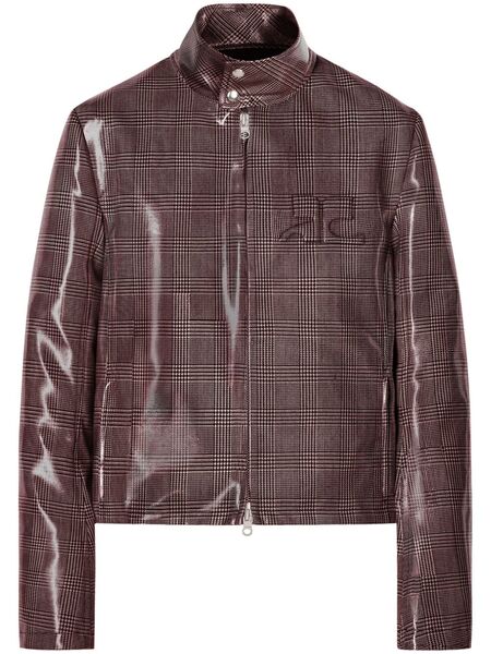  Courrèges Shaded-logo Patent Biker Jacket - Brown 