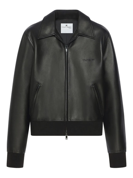  Courrèges Zip-up Leather Jacket - Black 