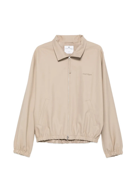  Courrèges Zipped Cotton Bomber Jacket - Neutrals 