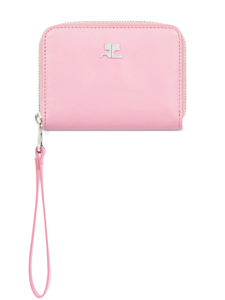  Courrèges Zipped Leather Compact Wallet - Pink 