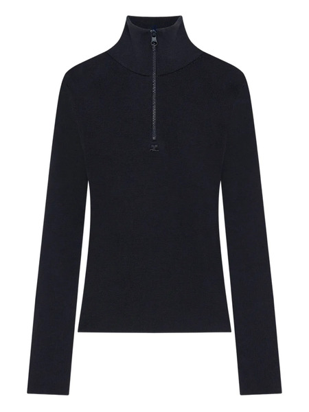  Courrèges Zipped Mock-neck Sweater - Blue 