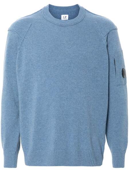  C.p. Company Lens-detail Wool Blend Jumper - Blue 