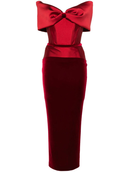  Cristallini Off-shoulder Taffeta Gown - Red 