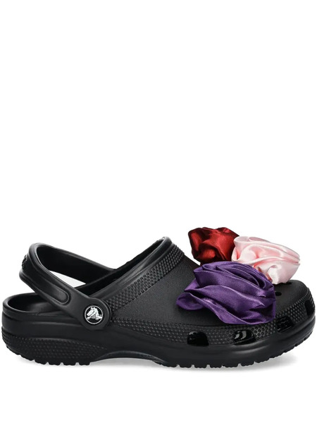  Crocs Floral Appliqué Slides - Black 
