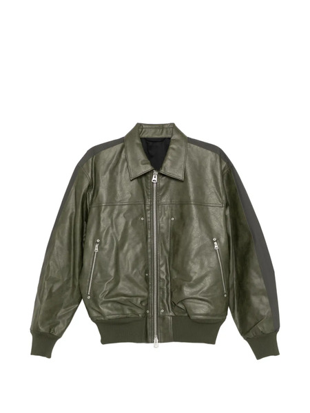  Croquis Faux-leather Jacket - Green 