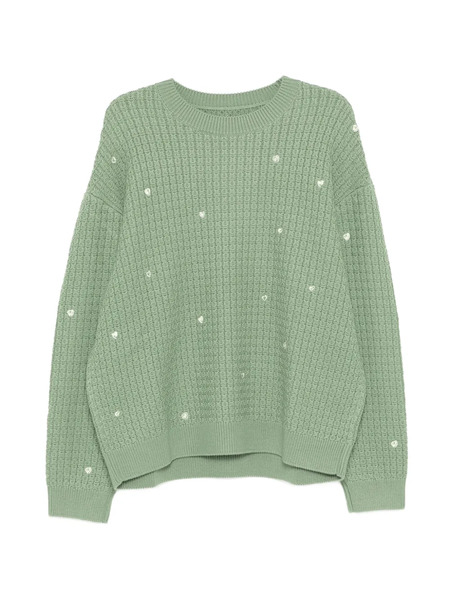  Croquis Heart-embroidered Sweater - Green 
