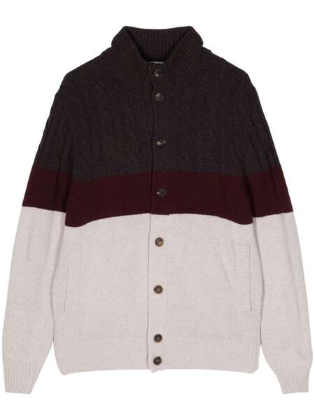  Cruciani Colour-block Cable-knit Cardigan - Neutrals 