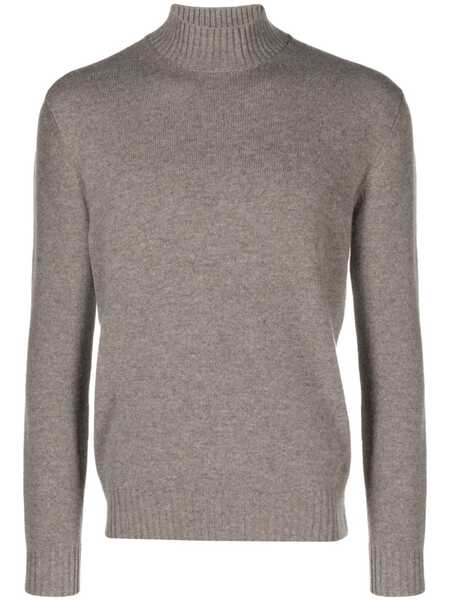  Cruciani Mock-neck Wool Blend Jumper - Brown 