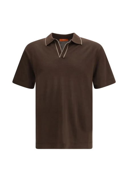  Cruna Knitted Collar T-shirt - Brown 