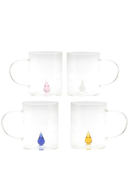  Cu I Seeyou Drop 3d-detailing Glass Mugs (set Of Four) - Neutrals 