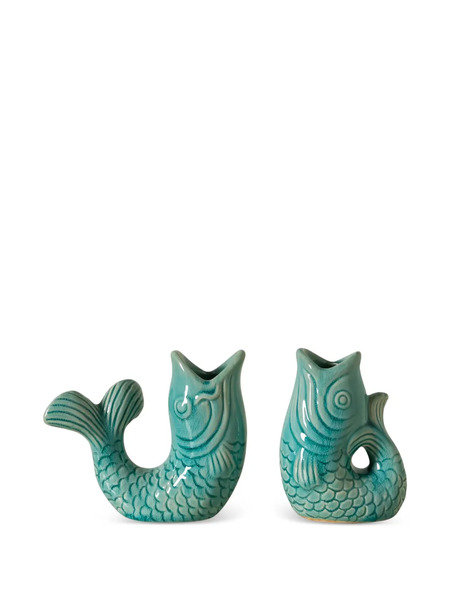  Cu I Seeyou Fish-design Candle Holder (set Of Two) - Green 