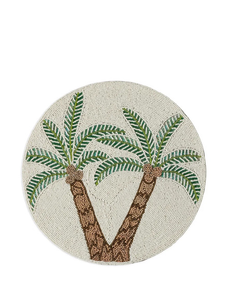  Cu I Seeyou Palm-tree-design Beaded Plate Mat (set Of Two) - Neutrals 