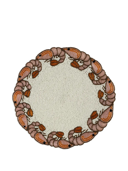  Cu I Seeyou Shrimp-design Beaded Plate Mat (set Of Two) - Neutrals 