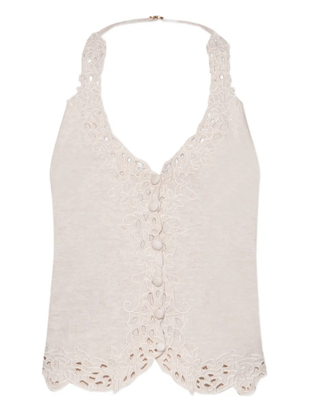  Cult Gaia Embroidered Button-front Top - Neutrals 