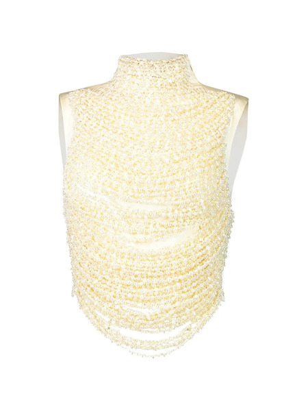  Cult Gaia Taraji Beaded Top - Neutrals 