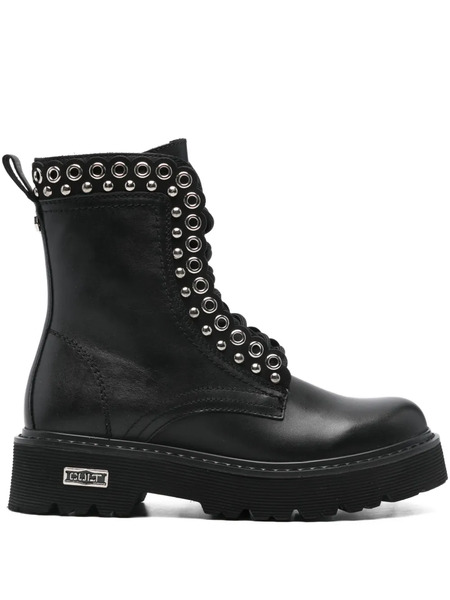  Cult Studded Leather Boots - Black 