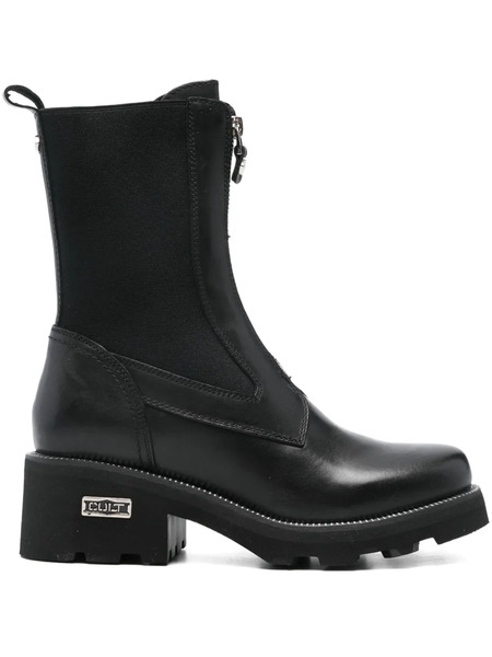  Cult Zip-front Leather Boots - Black 