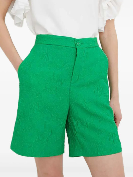  Custommade Textured High-waisted Shorts - Green 