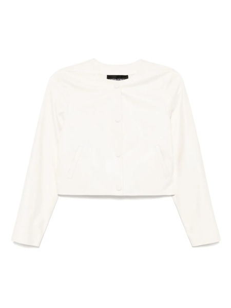  Cynthia Rowley Downtown Cropped Leather Jacket - Neutrals 