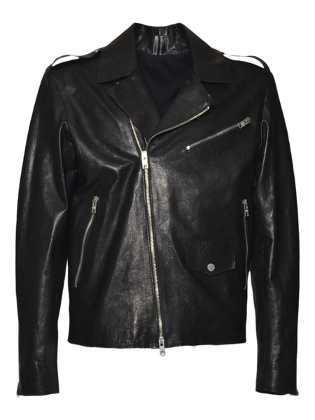  D-four Biker Leather Jacket - Black 