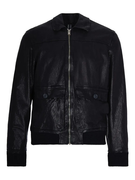  D-four Zip-up Leather Jacket - Black 