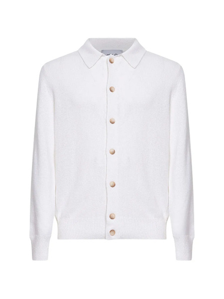  D4.0 Button Collar Knitted Top - White 