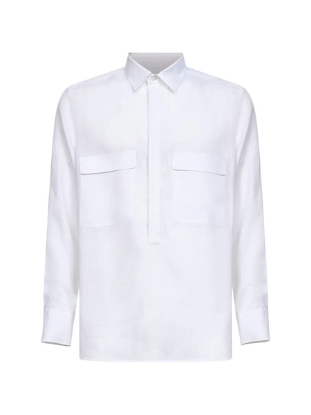  D4.0 Button Placket Patch Pockets Polo Shirt - White 