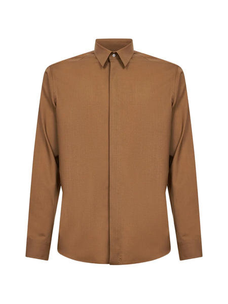  D4.0 Covered-button Long-sleeve Shirt - Brown 