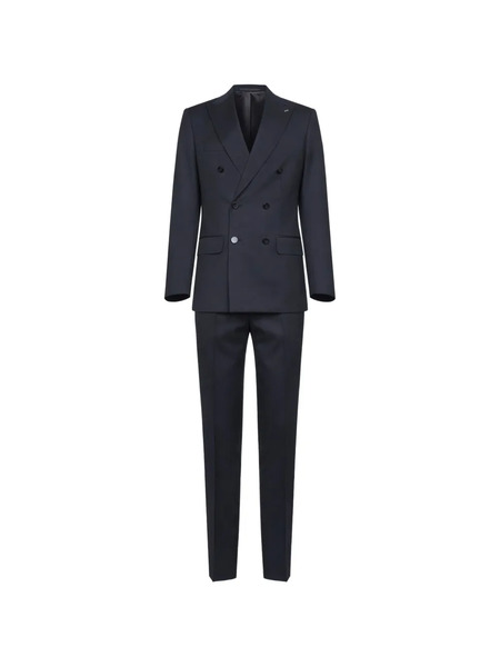  D4.0 Peak Lapels Double-breasted Suit - Blue 