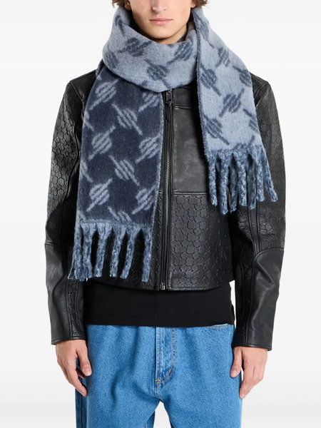  Daily Paper Riyo Monogram Fringed Scarf - Blue 