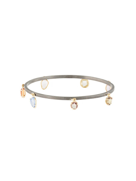 Dalila Barkache 18kt Black Gold Rose Cut Sapphire Drop Bangle - Grey 
