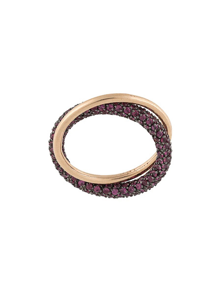  Dalila Barkache 18kt Rose Gold Double Ruby Pavé Ring 
