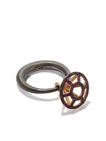  Dalila Barkache 18kt Yellow Gold Ruby Cage Ring - Black 
