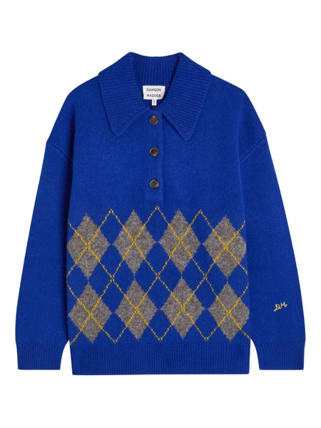  Damson Madder Half-button Sweater - Blue 