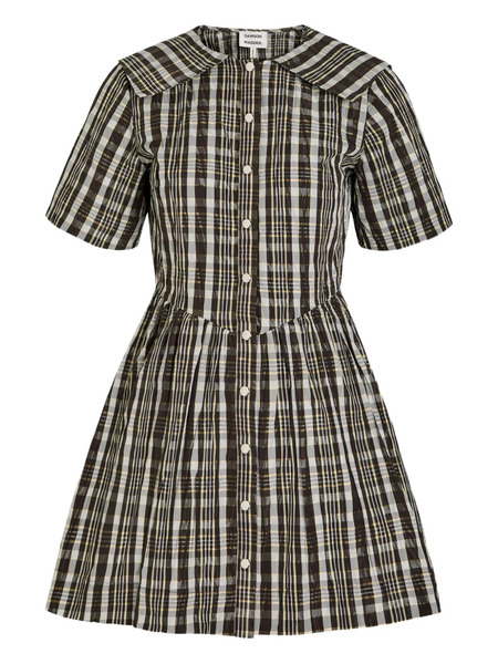  Damson Madder Miley Checked Buttoned Mini Shirt Dress - Grey 