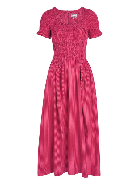  Damson Madder Raphaela Striped-pattern Ruffled Dress - Pink 