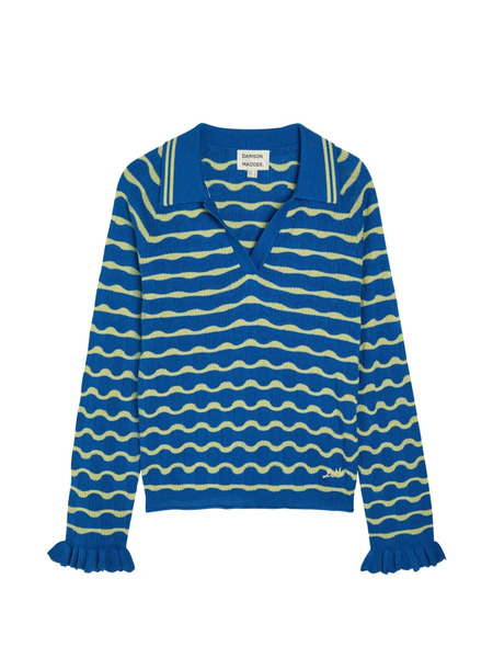  Damson Madder Silvia Ruffled-wave Sweater - Blue 