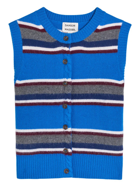  Damson Madder Sofie Striped Button-front Vest - Blue 
