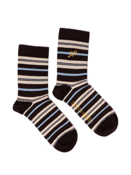  Damson Madder Striped Socks - Brown 