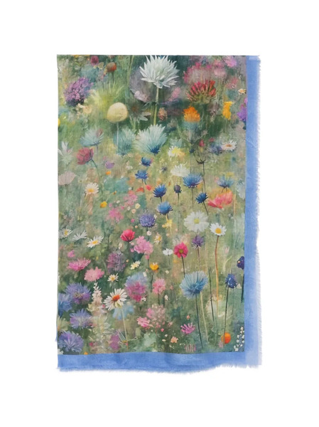  D'aniello Floral Print Fringed Scarf - Blue 