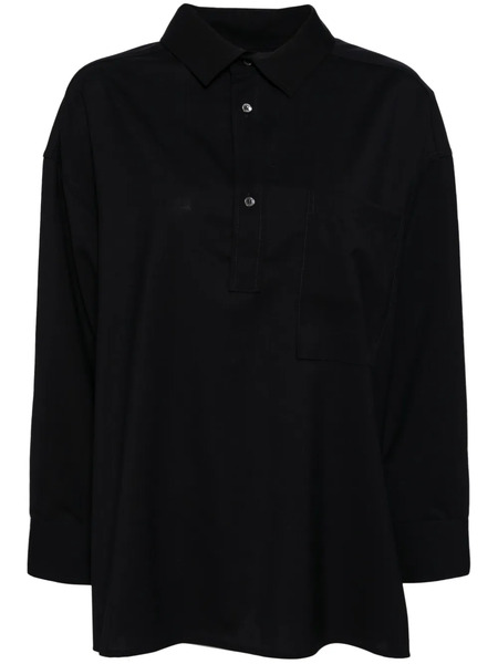  Darkpark Button-up Wool Polo Top - Blue 