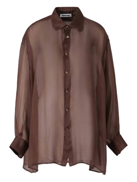  Darkpark Buttoned Cuffs Blouse - Brown 