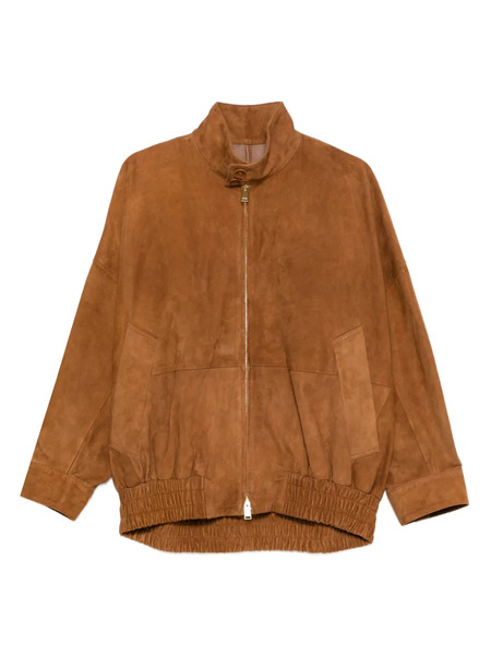  Darkpark Leather Bomber Jacket - Brown 