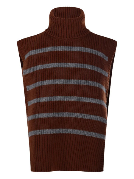  Davantino Striped Turtleneck Sweater - Brown 