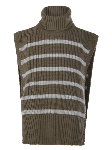  Davantino Turtleneck Striped Sweater - Brown 