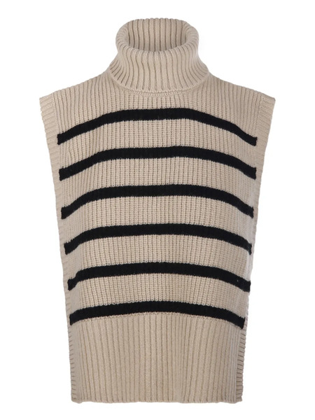  Davantino Turtleneck Striped Vest - Neutrals 