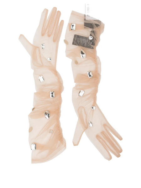  David Koma Crystal-embellished Gloves - Neutrals 