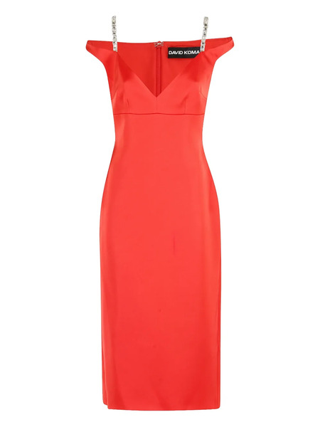  David Koma Crystal-strap Midi Dress - Red 